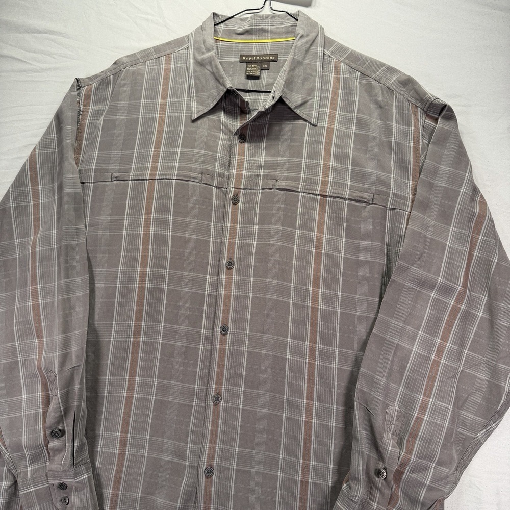 Royal Robbins Shirt Mens 2XL Gray Long Sleeve Button Up Modal Stretch Travel - Picture 2 of 8